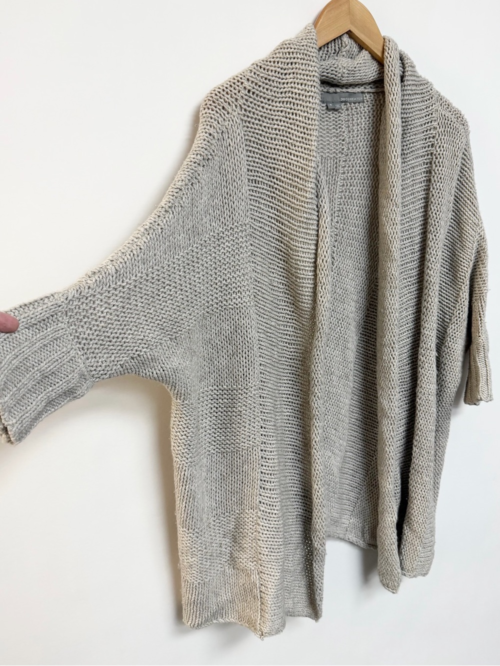 360 Sweater Patchwork Knit Open Cardigan Sweater Dolman Sleeve oversized Small